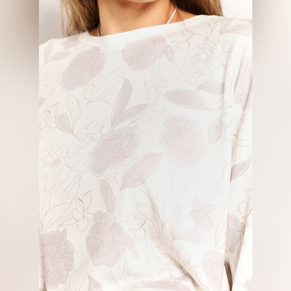 NEW Double Take Floral Print Long Sleeve Top and Shorts Matching Loungewear Set - Picture 3 of 6